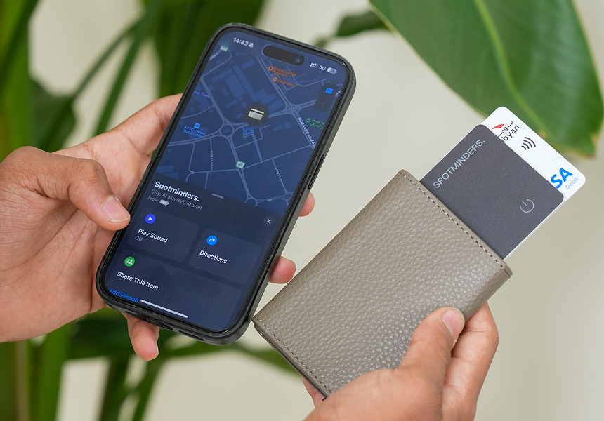 Spotminders card with Find My on phone