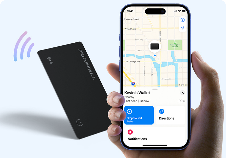 Locating a Spotminders card on the Apple Find My map